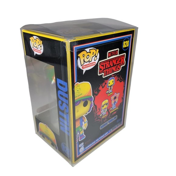 Funko Pop + Protector! TV #828 Stranger Things Dustin Black Light Target Mint - Picture 3 of 4